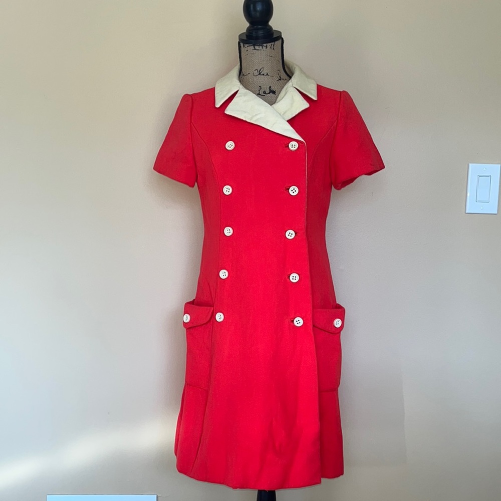 Vintage 1960's Mod Shift Double Breasted Coat Dress